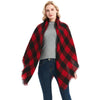 Checkered Pattern Autumn & Winter Ladies Cashmere Scarf, Size:140 x 140cm(Red Black)