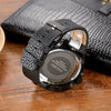 CAGARNY 6820 Men Dual Movement Green Face Leather Strap Quartz Watch(Black)
