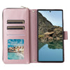 For Samsung Galaxy S24 Ultra 5G Nine-card Slots Zipper Wallet Bag Leather Phone Case(Rose Gold)