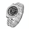 CAGARNY 6886 Diamond-encrusted Roman Numeral Dial Quartz Watch for Men(Silver Shell Black Dial)
