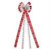 Christmas Tree Top Decoration Bow Imitation Linen Double-layer Bow Pendant(Red White Letters)