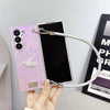 For Samsung Galaxy Z Fold6 5G Kirin Pattern Full Coverage Phone Case with Wrist Strap(Pink)