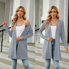 Autumn And Winter Women Button Long Sleeve Loose Cardigan Jacket, Size: XXL(Gray Blue)