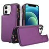 For iPhone 12 mini Double Flap Zipper RFID Leather Phone Case with Short Lanyard(Dark Purple)