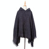 Spring Autumn Winter Checkered Pattern Hooded Cloak Shawl Scarf, Length (CM): 135cm(DP3-01 Black)