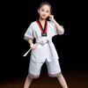 Child Adult Cotton Men And Women Taekwondo Clothing Training Uniforms, Size: 140(Striped Short Sleeves)