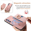For Samsung Galaxy S23+ 5G Retro Cross Leather Ring Side Insert Card Bag MagSafe Phone Case(Pink)