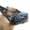 Steel Cage Style Dog Basket Wire Muzzle Protective Snout Cover with Leather Strap, Size: M(Black)