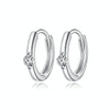 S925 Sterling Silver Silver Fashion Zircon Ear Buckle Women Earrings(White Silver)