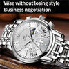 OLEVS 2892 Men Multifunctional Business Waterproof Quartz Watch(White + Silver)