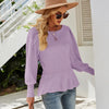 Autumn and Winter Women Sweater Waist Lantern Sleeve Knitted Top, Size: S(Purple)