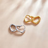 S925 Sterling Silver Heart-shaped Hollow Ear Stud Women Earrings(Gold)