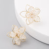 Fresh Crystal Hollow Flower Earrings Female S925 Silver Needle Temperament Earrings