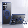 For Samsung Galaxy S25 Ultra 5G Frosted MagSafe Phone Case with 360 Degree Rotating Holder(Blue)