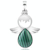 Women Angel Wings Pendants Natural Crystal Stone Necklaces(Malachite)