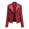Women Short Leather Jacket Slim Jacket Motorcycle Suit, Size: L(Red)