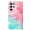For Samsung Galaxy S25 Ultra 5G Colored Drawing Marble Pattern Leather Phone Case(Pink Green Marble)