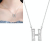 Women Fashion S925 Sterling Silver English Alphabet Pendant Necklace, Style:H