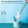 Triangle Shape Base Stainless Steel Long Handle Toilet Brush Toilet Cleaning Brush(Blue)