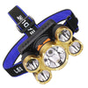 Large-Caliber Rechargeable LED Emergency Fishing Headlamp Strong Long-Shot Headlamp Head-Mounted Safety Miner Lamp(Plastic 5 LED  Headlamp)