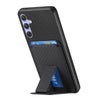 For Samsung Galaxy S25+ 5G Carbon Fiber Card Bag Fold Stand Phone Case(Black)