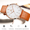 OLEVS 5869 Men Business Waterproof Genuine Leather Strap Quartz Watch(White + Brown)