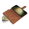 For Samsung Galaxy S25+ 5G Multifunctional Frosted Zipper Wallet Leather Phone Case(Brown)