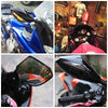 Motorcycle Modified Rear View Mirror Set with Light for Kawasaki (Carbon Fiber Black)