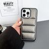 For iPhone 11 Pro Max Carbon Fiber Texture Down Jacket Phone Case(Grey)