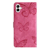 For Samsung Galaxy A06 4G Skin-feel Embossed Butterfly Leather Phone Case(Rose Red)