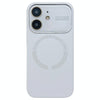 For iPhone 12 Large Window Acrylic Glass Lens MagSafe Silicone Phone Case(White)