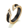 Women Fashion Zircon Metal Wedding Open Rings Size:8(Black and Gold)