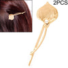2 PCS Fashion Wedding Hair Jewelry Flower Barrettes Solid Metal Leaf Pearl Hairpins(01 gold)