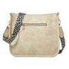 013 Leopard Strap PU Leather Single-shoulder Waterproof Crossbody Tote Bag(Beige)