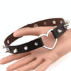 Punk Style Fashion Heart Shape Leather Rivet Necklace Collar, Random Color Delivery