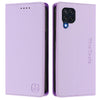 For Samsung Galaxy M32 4G Global / M22 RC01 Dual-Folded Magnetic Suction RFID Leather Phone Case(Light Purple)