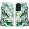 For Samsung Galaxy S23 Ultra 5G Crystal Texture Colored Drawing Leather Phone Case(Jade Flowers)