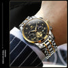 OLEVS 2859 Men Multifunctional Luminous Waterproof Quartz Watch(Black + Gold)