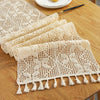 Widened And Stitched Rustic Knitted Hollow Tablecloth, Size: 30x140cm(Phoenix Double Stitching)