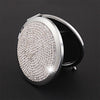 Diamond-encrusted Metal Double Side Folding Mini Portable Round Small Makeup Mirror(White)