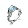 Crystal Vine Leaf Design Engagement Ring Fashion For Women Jewelry, Ring Size:9(Sky blue)