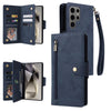 For Samsung Galaxy S25 Ultra 5G Rivet Buckle 9 Cards Three Fold Leather Phone Case(Blue)