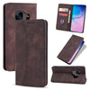 For Samsung Galaxy S9 Skin-feel Calfskin Texture Magnetic Dual-Fold Horizontal Flip Leather Case with Holder & Card Slots & Wallet(Coffee)