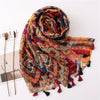 180 X 85cm  Women Cotton And Linen Scarf Retro Splicing Bohemian Printed Silk Shawl SL2003-012