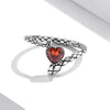 S925 Sterling Silver Retro Snake Heart Zircon Women Open Ring, Size:7