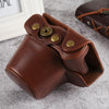 Oil Skin PU Leather Camera Full Body Case Bag with Strap for Olympus EM10 III(Coffee)