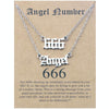 2 In 1 Angel Lucky Numbers Layered Necklace Set Women Collarbone Chain Jewelry, Style: Angel+6 Silver