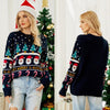 Autumn And Winter Women Pullover Sweater Christmas Tree Knit Sweater, Size: M(Dark Blue)