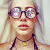 EDM Concert Party Pub Kaleidoscope Effect Dual Side Pebble Adult Glasses(Pink)