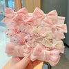 10pcs /Set  Big Bow Flower Elastic Hairbands Children Girls Sweet Hair Ties, Style: Pink Series